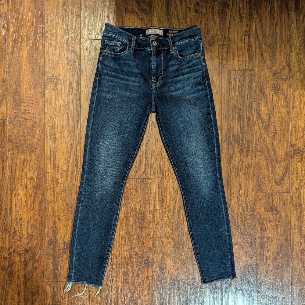 7 For All Mankind b(air) Authentic Blair Ankle Skinny Jeans Raw Hem Size 26